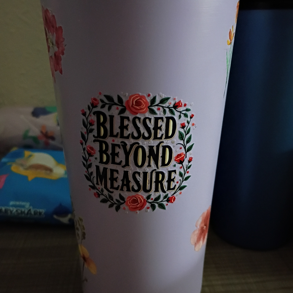 Floral Tumbler with Inspirational Quote